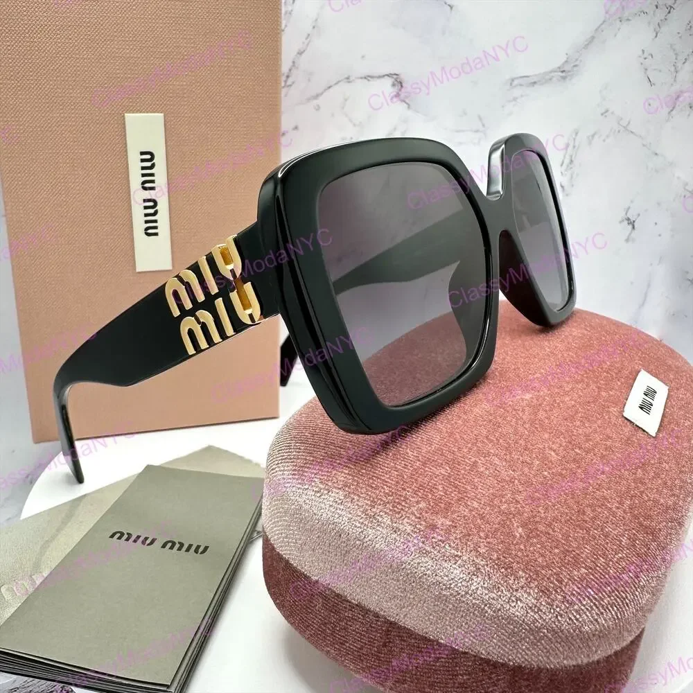 New MIU MIU Sunglasses Black Square Gold Full Rim 56mm MIU MIU - Picture 5 of 16